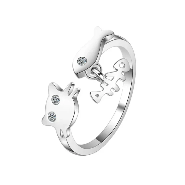 Xingyunday Cute Hollow Cat Paw Claw Zircon Rings For Women Wedding Jewelry Vintage Fashion Animal Footprint Engagement Ring