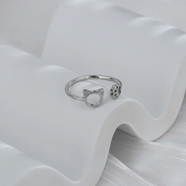 Xingyunday Cute Hollow Cat Paw Claw Zircon Rings For Women Wedding Jewelry Vintage Fashion Animal Footprint Engagement Ring