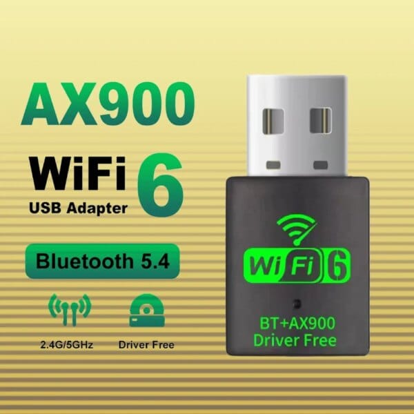 Wifi 6 mini usb dongle placa de rede bt 5.4 receptor dongle ax900 para win 10/11 pc banda dupla 2.4g/5ghz