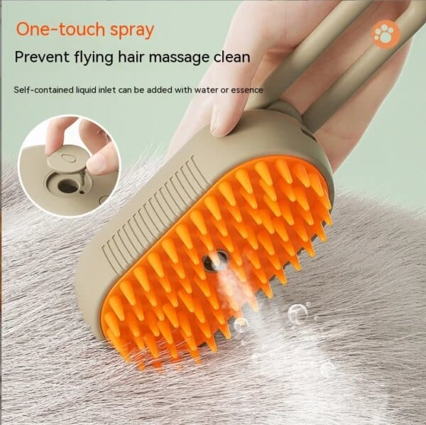 Novo pente de spray para animais de estimação para gatos e cães, spray elétrico para remoção de pelos, spray de uma chave, escova de massagem anti-voador, massagem limpa