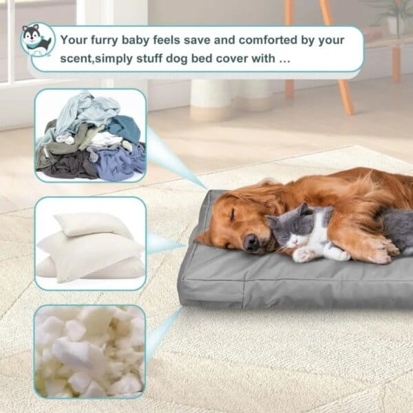 Capa de cama para cachorro, à prova d’água e à prova de poeira, removível e lavável, capa de substituição para colchão de cachorro, almofada para animais de estimação