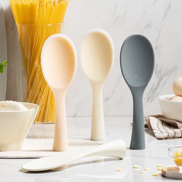 Colher de arroz de silicone de qualidade alimentar, colher de cozinha antiaderente, pá anti-escaldante, espátula para utensílios de cozinha, 1 peça