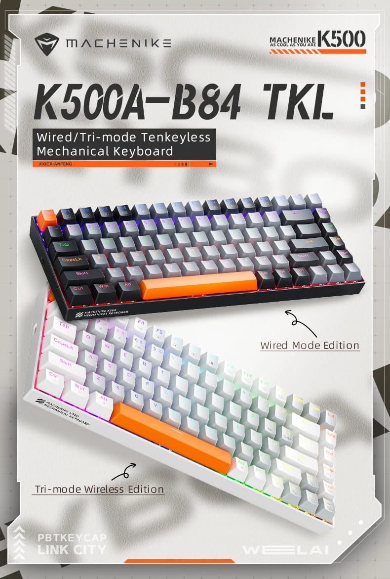 Machenike K500A-B84 Teclado Mecânico 75% TKL Hot-Swappable Wired Gaming Keyboard 6-Color Backlit 84 Teclas Para PC Gamers Laptop Machenike K500A-B84 Teclado Mecânico 75% TKL Hot-Swappable Wired Gaming Keyboard 6-Color Backlit 84 Teclas Para PC Gamers Laptop