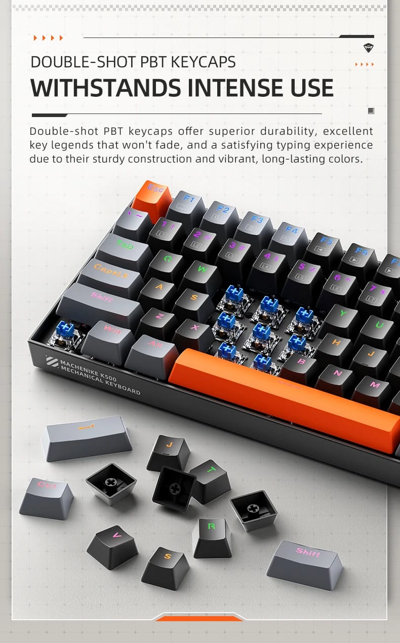 Machenike K500A-B84 Teclado Mecânico 75% TKL Hot-Swappable Wired Gaming Keyboard 6-Color Backlit 84 Teclas Para PC Gamers Laptop Machenike K500A-B84 Teclado Mecânico 75% TKL Hot-Swappable Wired Gaming Keyboard 6-Color Backlit 84 Teclas Para PC Gamers Laptop