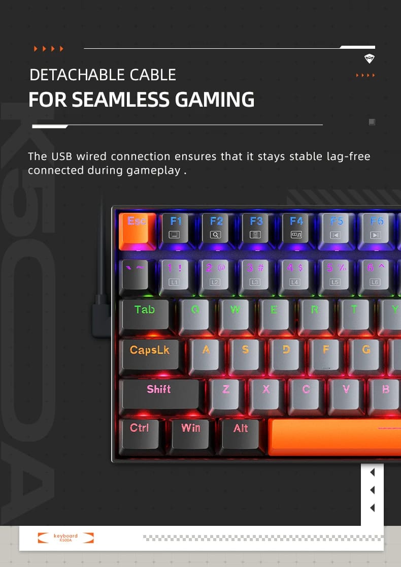 Machenike K500A-B84 Teclado Mecânico 75% TKL Hot-Swappable Wired Gaming Keyboard 6-Color Backlit 84 Teclas Para PC Gamers Laptop Machenike K500A-B84 Teclado Mecânico 75% TKL Hot-Swappable Wired Gaming Keyboard 6-Color Backlit 84 Teclas Para PC Gamers Laptop
