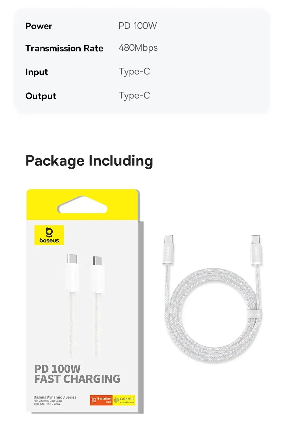Baseus 100w tipo c para cabo usb c para iphone 16 15 cabo de carregamento rápido para macbook ipad samsung xiaomi fio usb c rápido