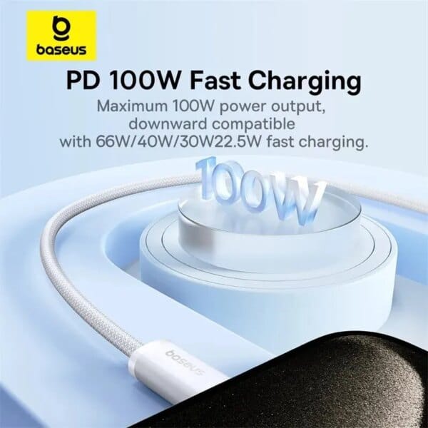 Baseus 100w tipo c para cabo usb c para iphone 16 15 cabo de carregamento rápido para macbook ipad samsung xiaomi fio usb c rápido