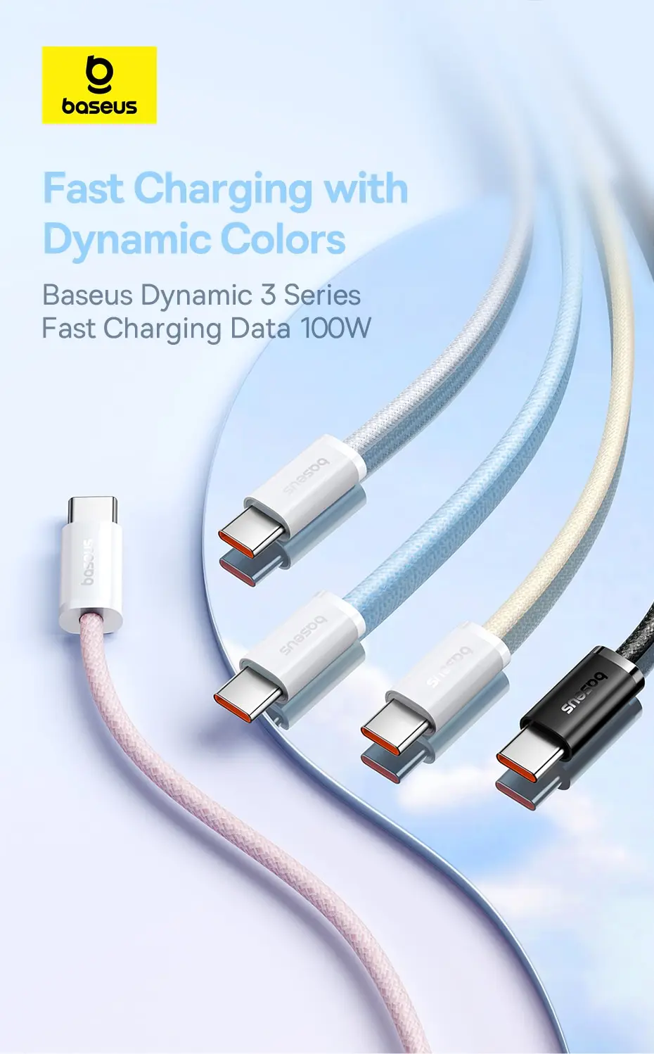 Baseus 100w tipo c para cabo usb c para iphone 16 15 cabo de carregamento rápido para macbook ipad samsung xiaomi fio usb c rápido